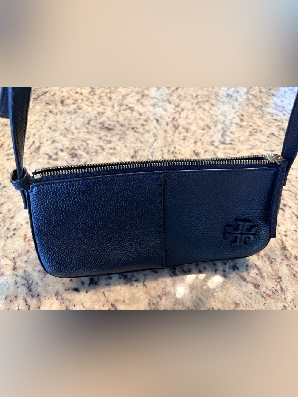 Tory Burch Navy Pebbled Leather Mini Shoulder Bag